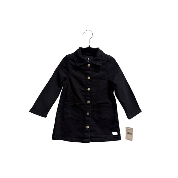 7 For All Mankind Other - 7 For All Mankind Girls Black Coat Shirt Dress 2T Eyelet Collar Button Front